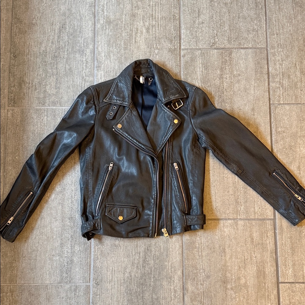 Topshop Black Leather Moto Jacket
